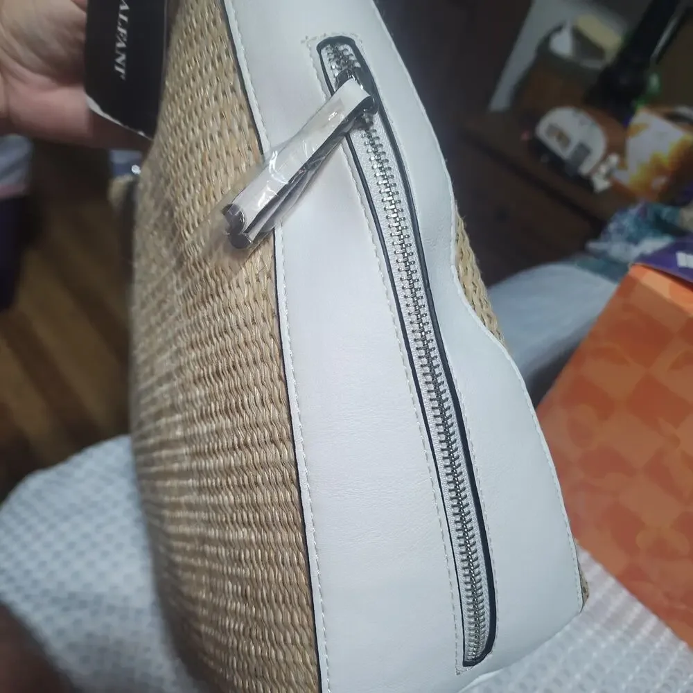 ALFANI NWT BANGLE STRAW WHITE BEIGE HOBO BAG